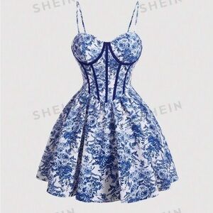 Floral bustier cami dress